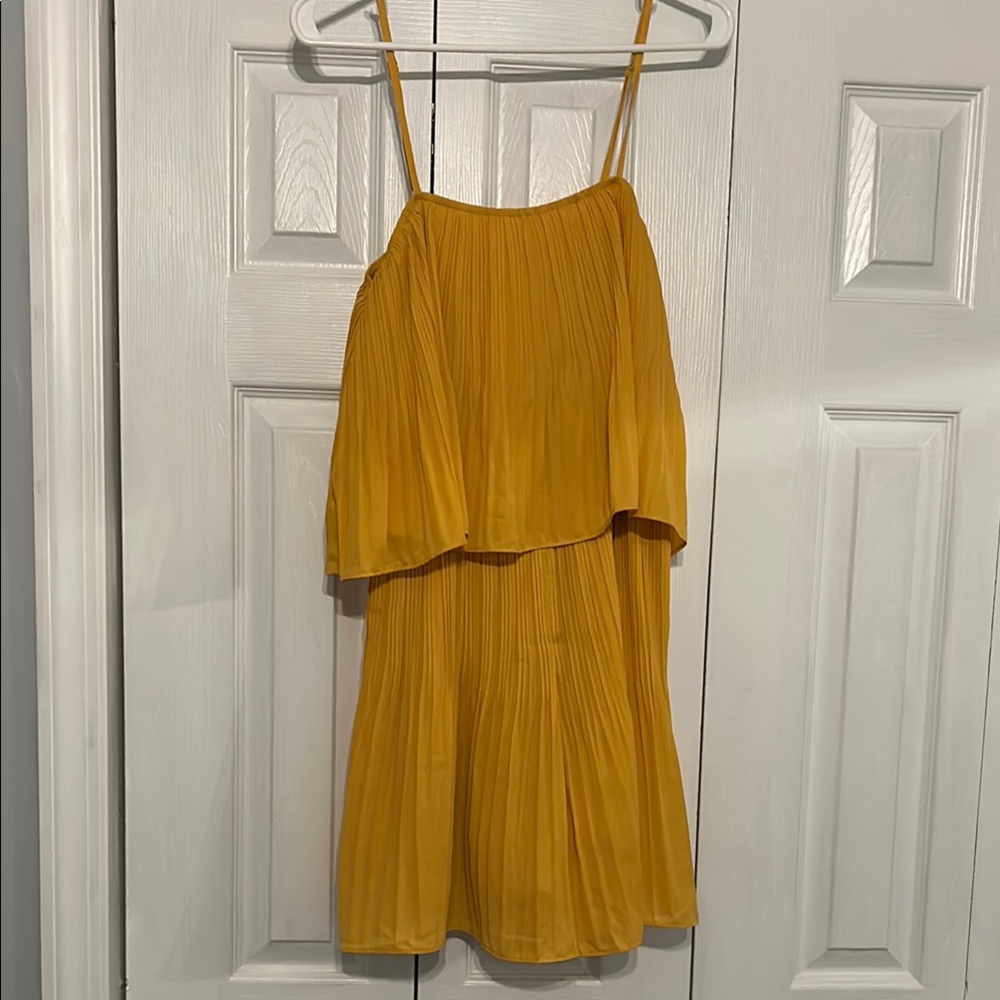 Yellow Pleated Layered Dress
